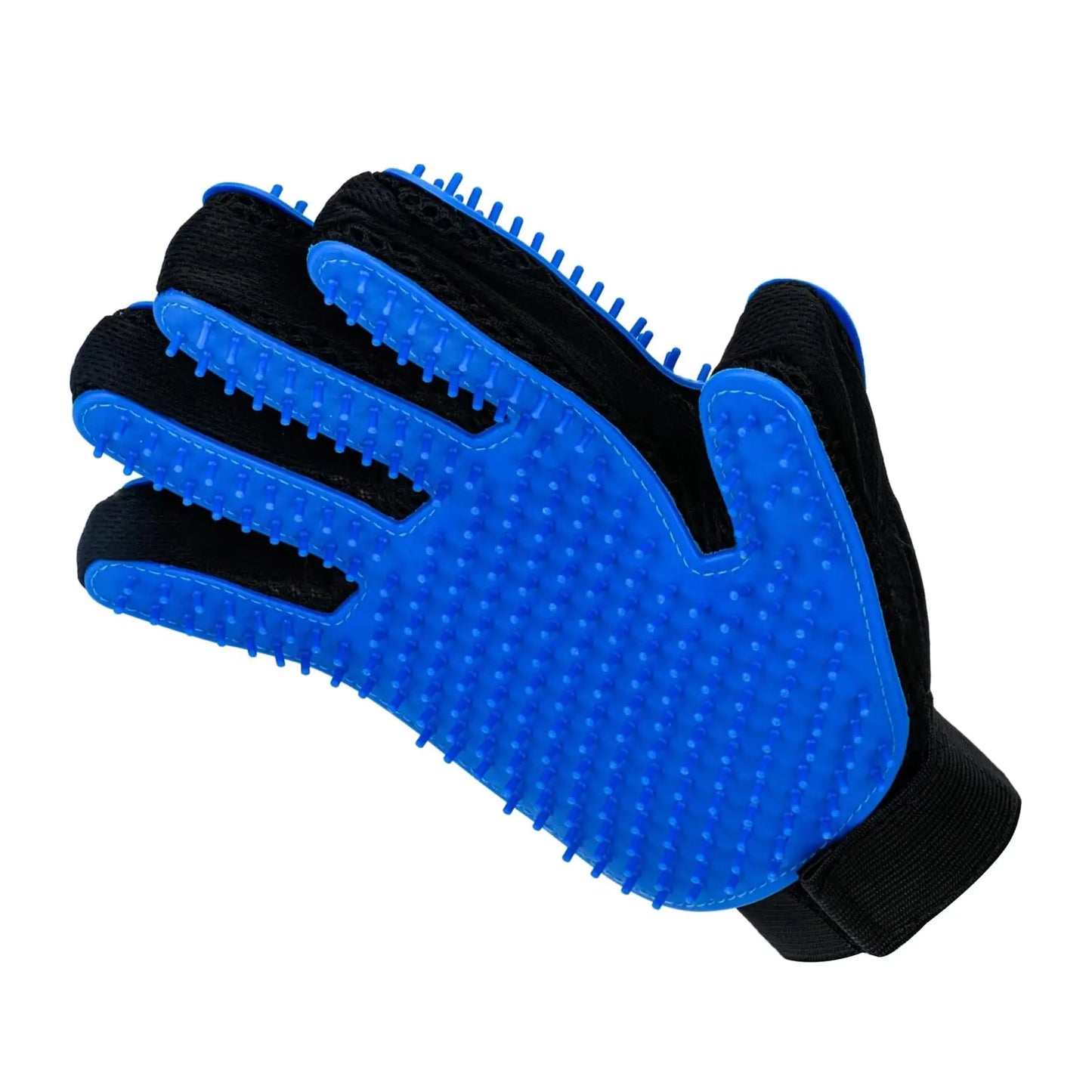 miaow Pet Grooming Glove Five Fingers with 259 Silicone NeedlesEffective in Removing Pet Floating Hair Double-Side Pet Grooming Design can be Worn on Both Hands-1 Pieceļ¼Blueļ¼